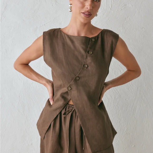 VRG GIRL Linen Vest AU 10/ US 6 - Picture 1 of 3
